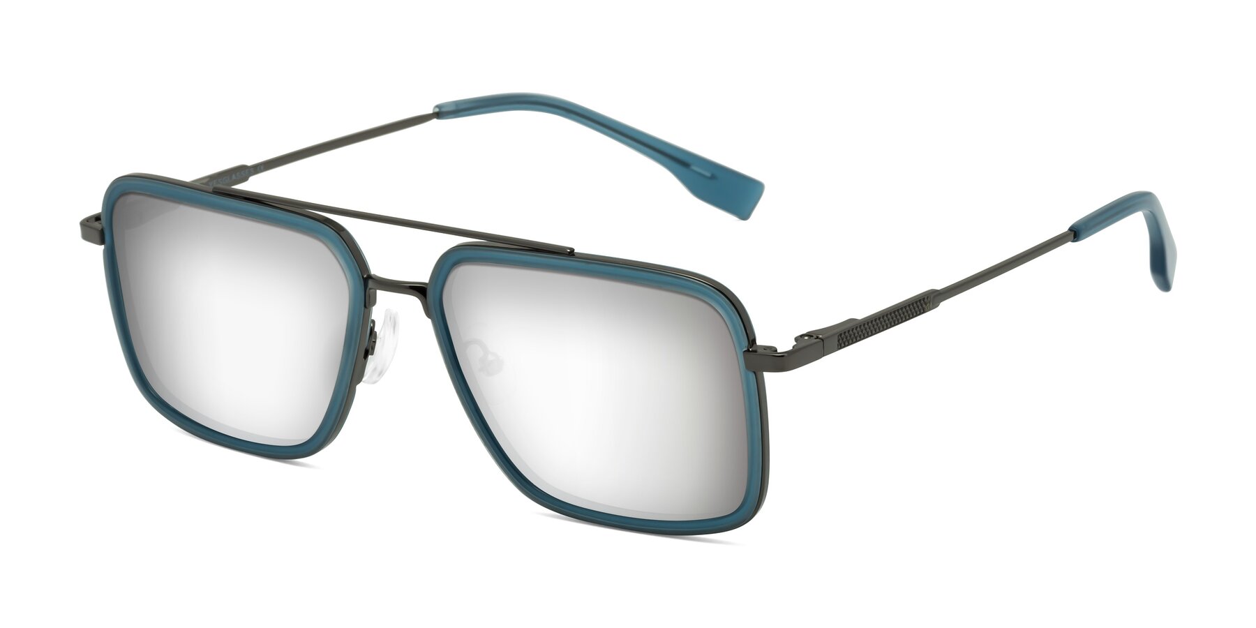 Angle of Tulip in Teal-Gunmetal with Silver Mirrored Lenses