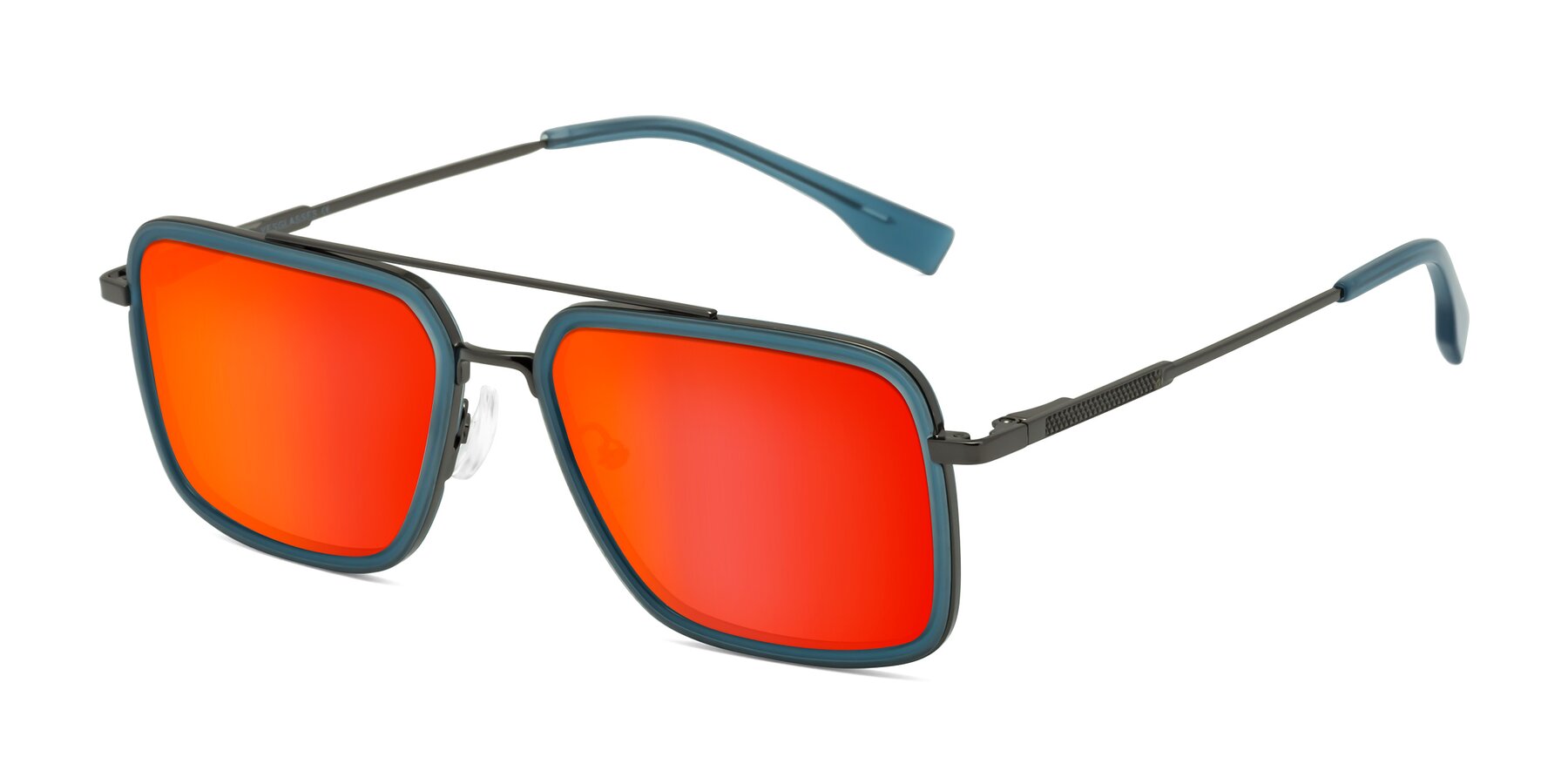 Angle of Tulip in Teal-Gunmetal with Red Gold Mirrored Lenses