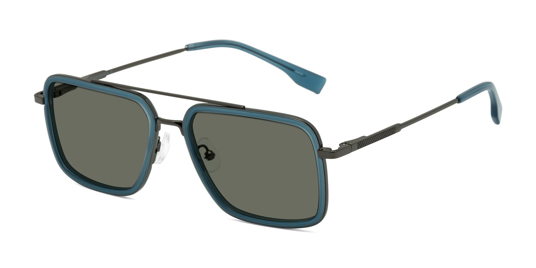 Angle of Tulip in Teal-Gunmetal with Gray Polarized Lenses