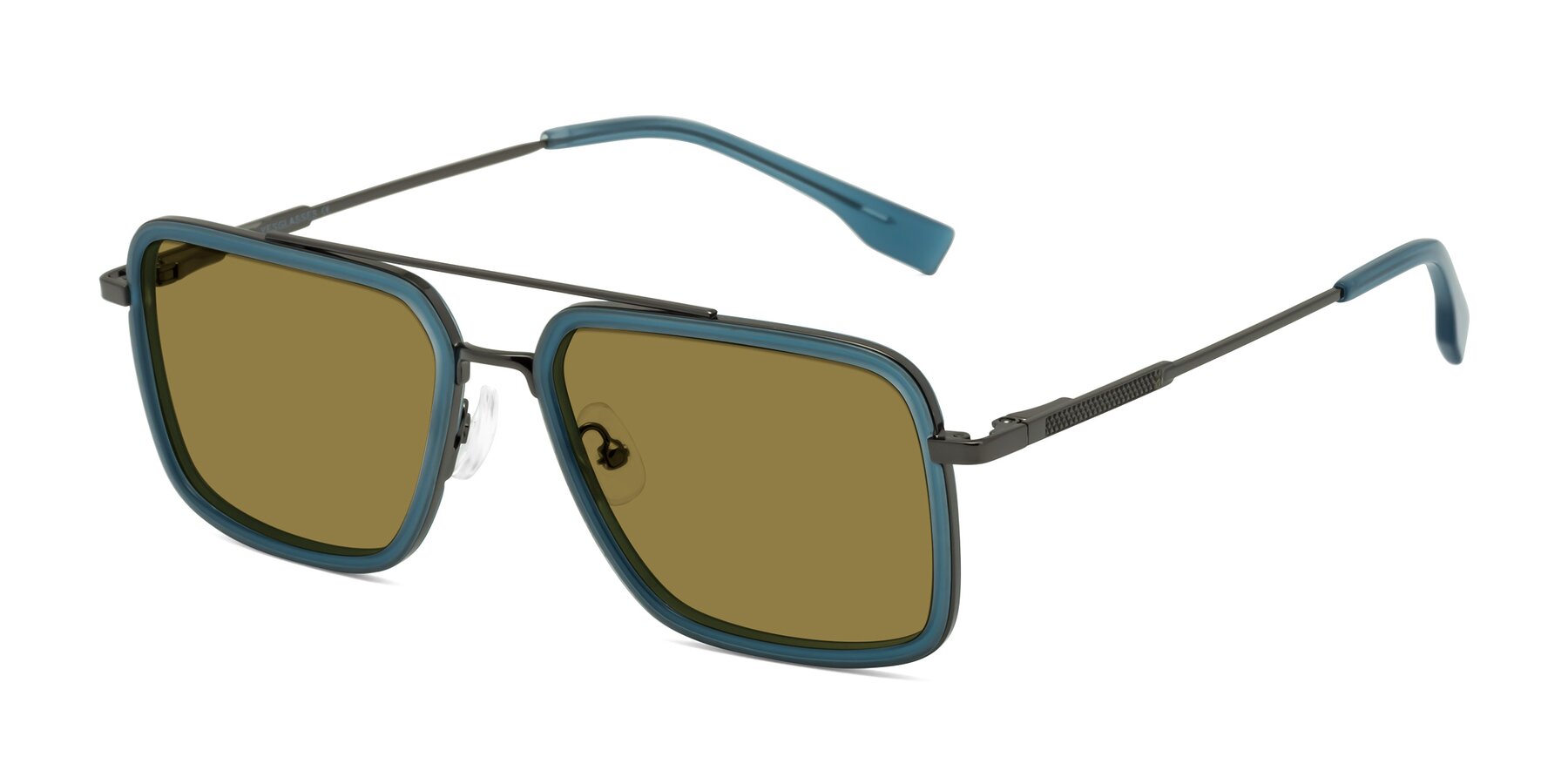 Angle of Tulip in Teal-Gunmetal with Brown Polarized Lenses