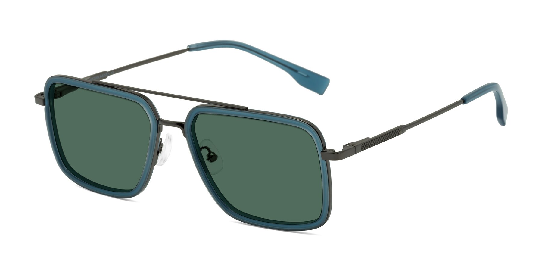 Angle of Tulip in Teal-Gunmetal with Green Polarized Lenses