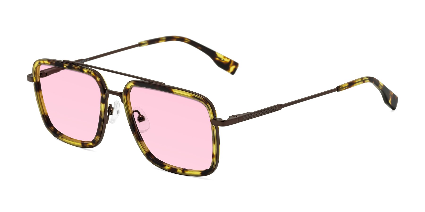 Angle of Tulip in Tortoise-Brown with Light Pink Tinted Lenses