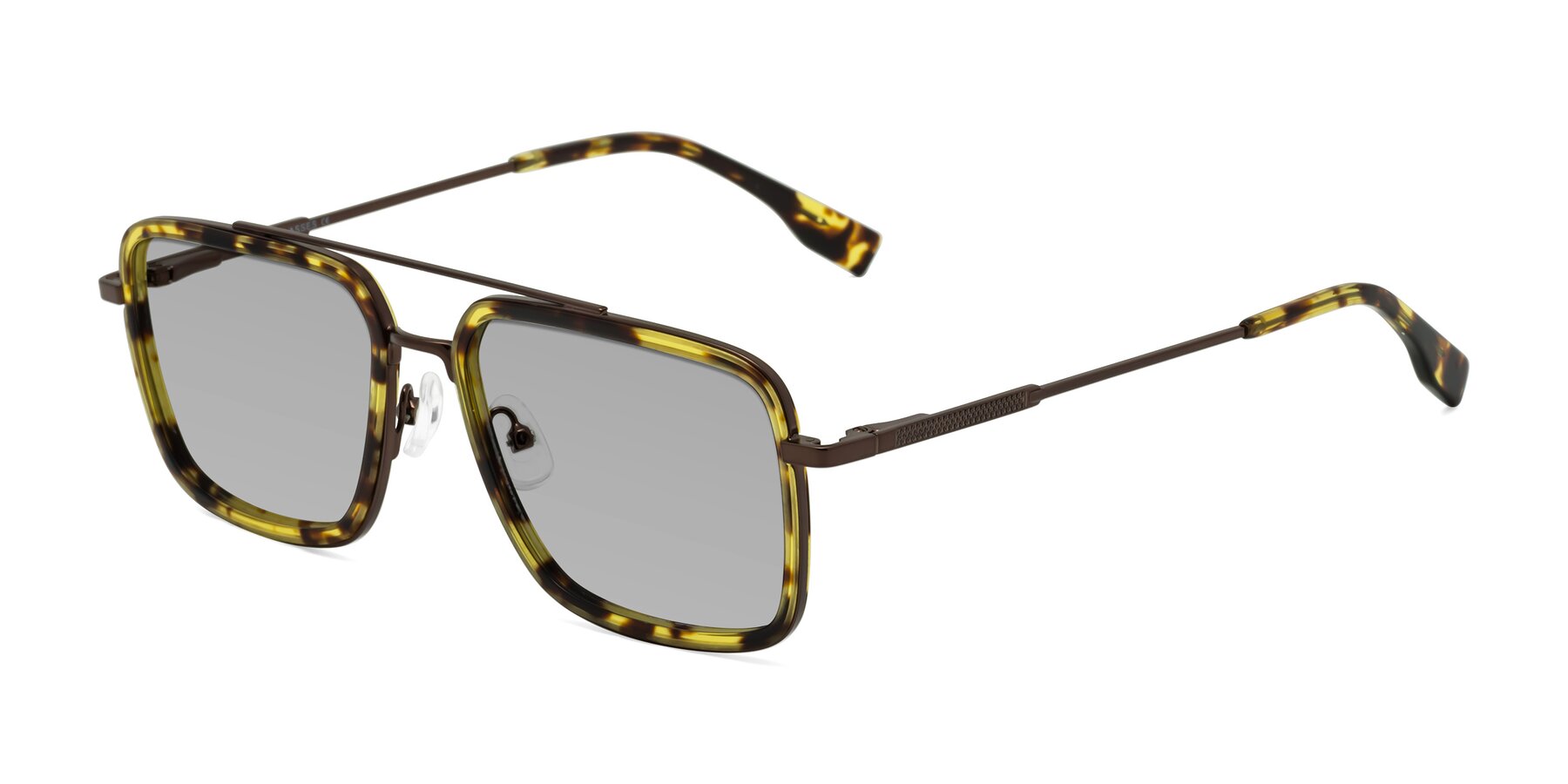 Angle of Tulip in Tortoise-Brown with Light Gray Tinted Lenses