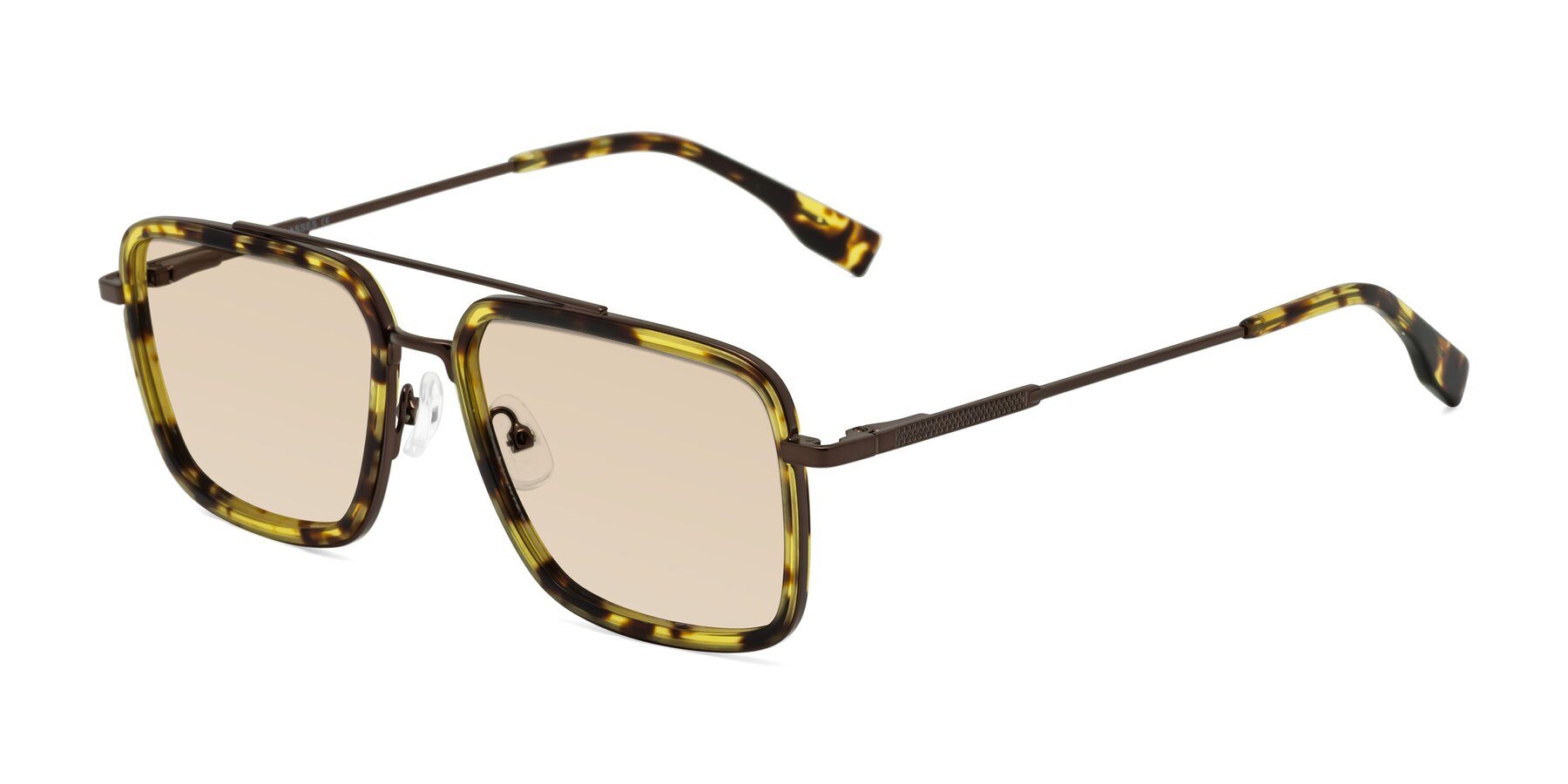 Angle of Tulip in Tortoise-Brown with Light Brown Tinted Lenses