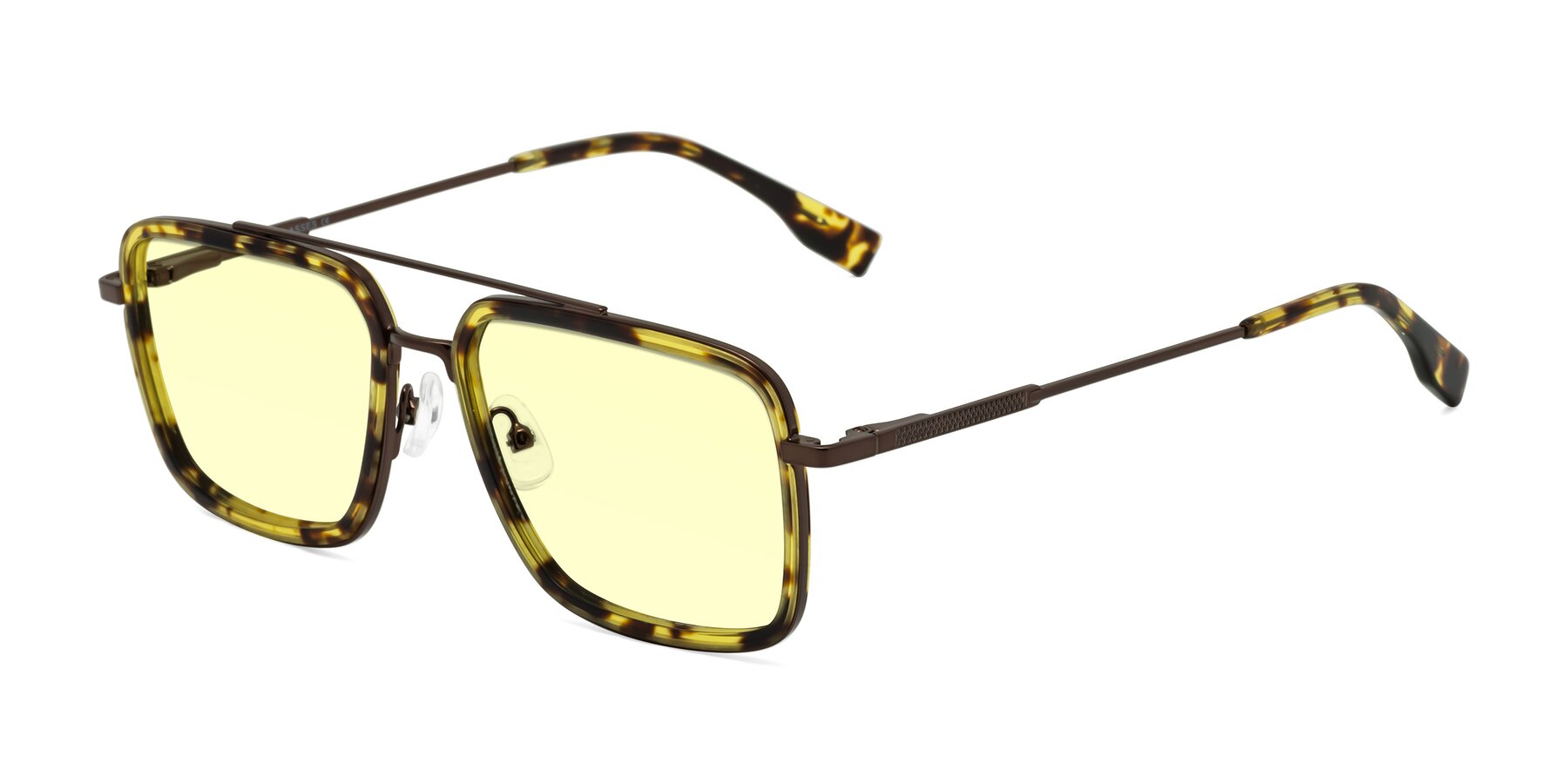 Angle of Tulip in Tortoise-Brown with Light Yellow Tinted Lenses