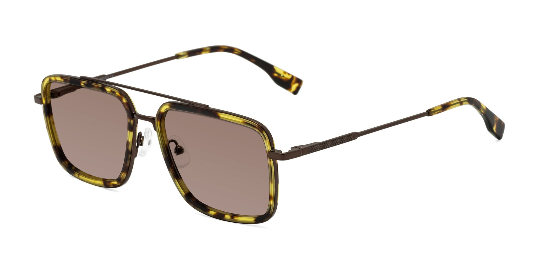 Angle of Tulip in Tortoise-Brown with Medium Brown Tinted Lenses