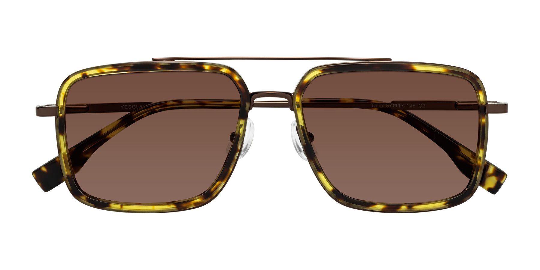 Folded Front of Tulip in Tortoise-Brown with Brown Tinted Lenses