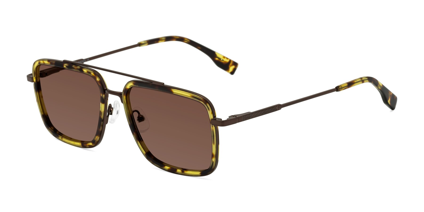 Angle of Tulip in Tortoise-Brown with Brown Tinted Lenses