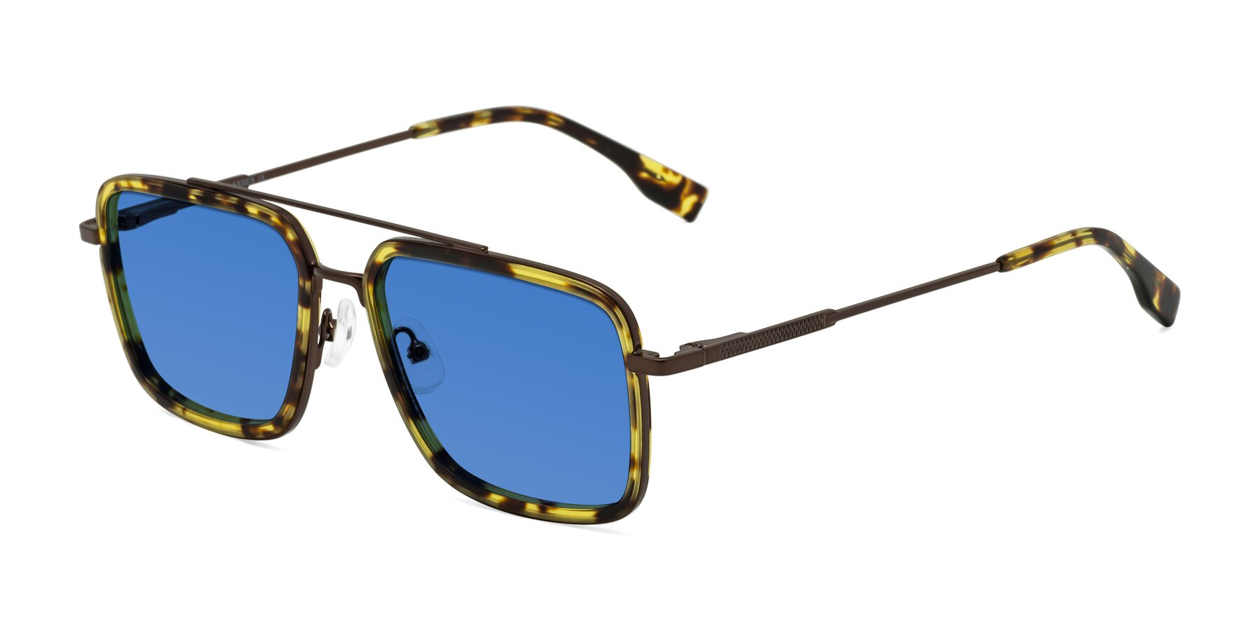 Angle of Tulip in Tortoise-Brown with Blue Tinted Lenses