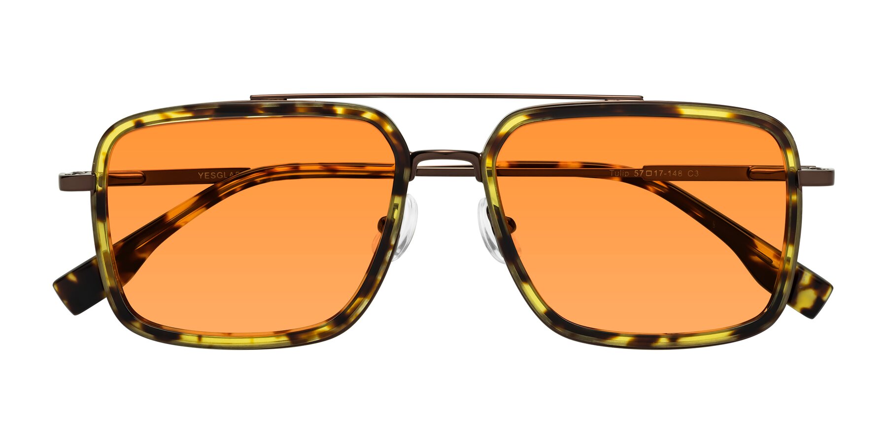 Folded Front of Tulip in Tortoise-Brown with Orange Tinted Lenses