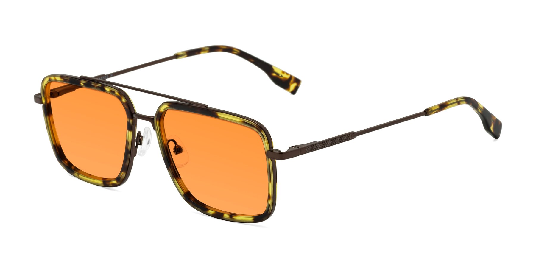 Angle of Tulip in Tortoise-Brown with Orange Tinted Lenses