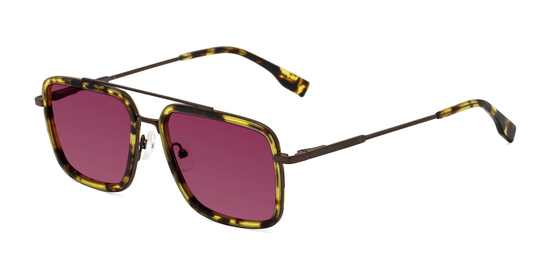 Angle of Tulip in Tortoise-Brown with Wine Tinted Lenses