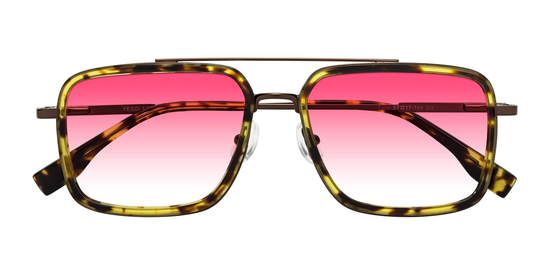 Folded Front of Tulip in Tortoise-Brown with Pink Gradient Lenses