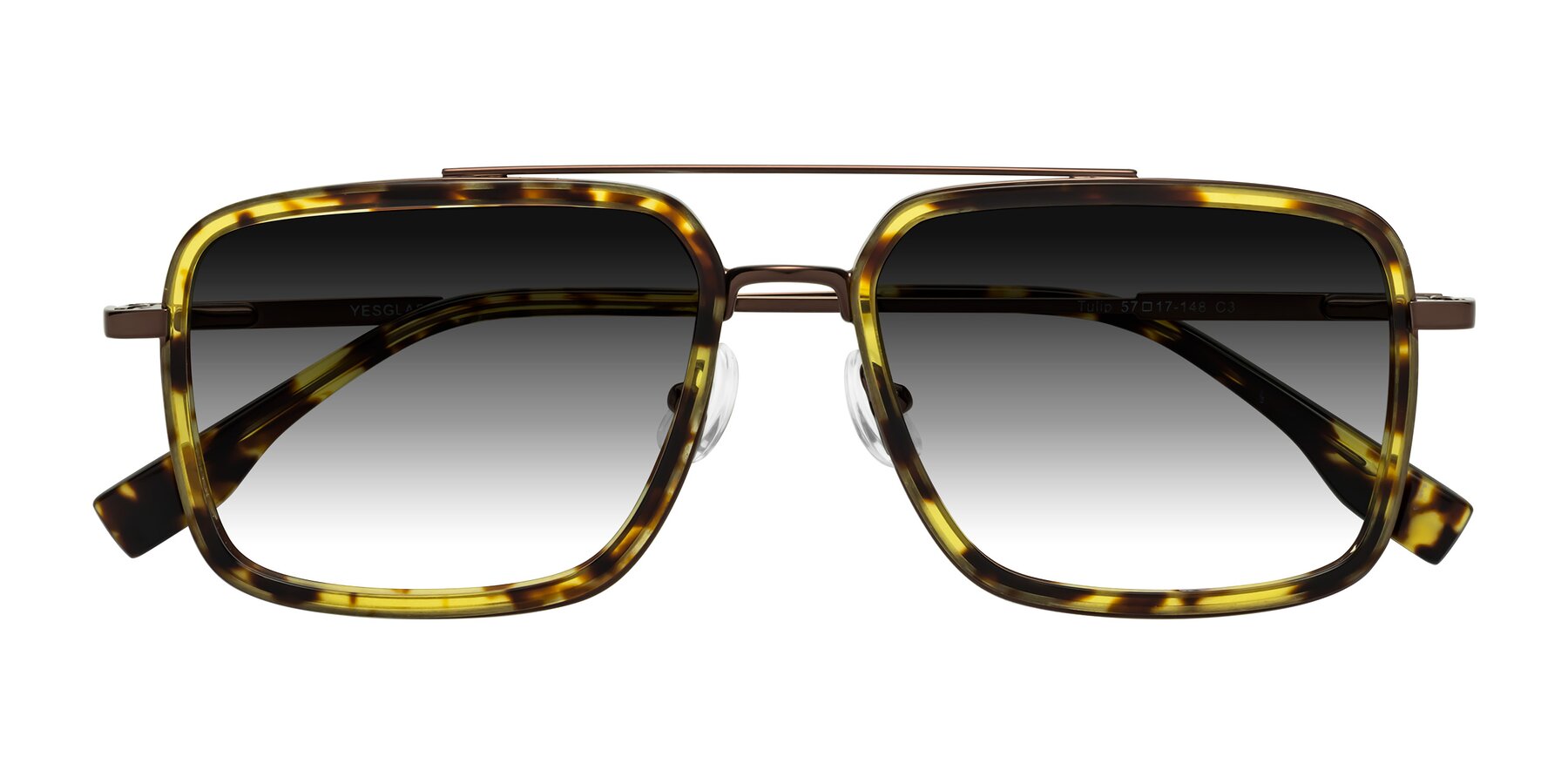 Folded Front of Tulip in Tortoise-Brown with Gray Gradient Lenses