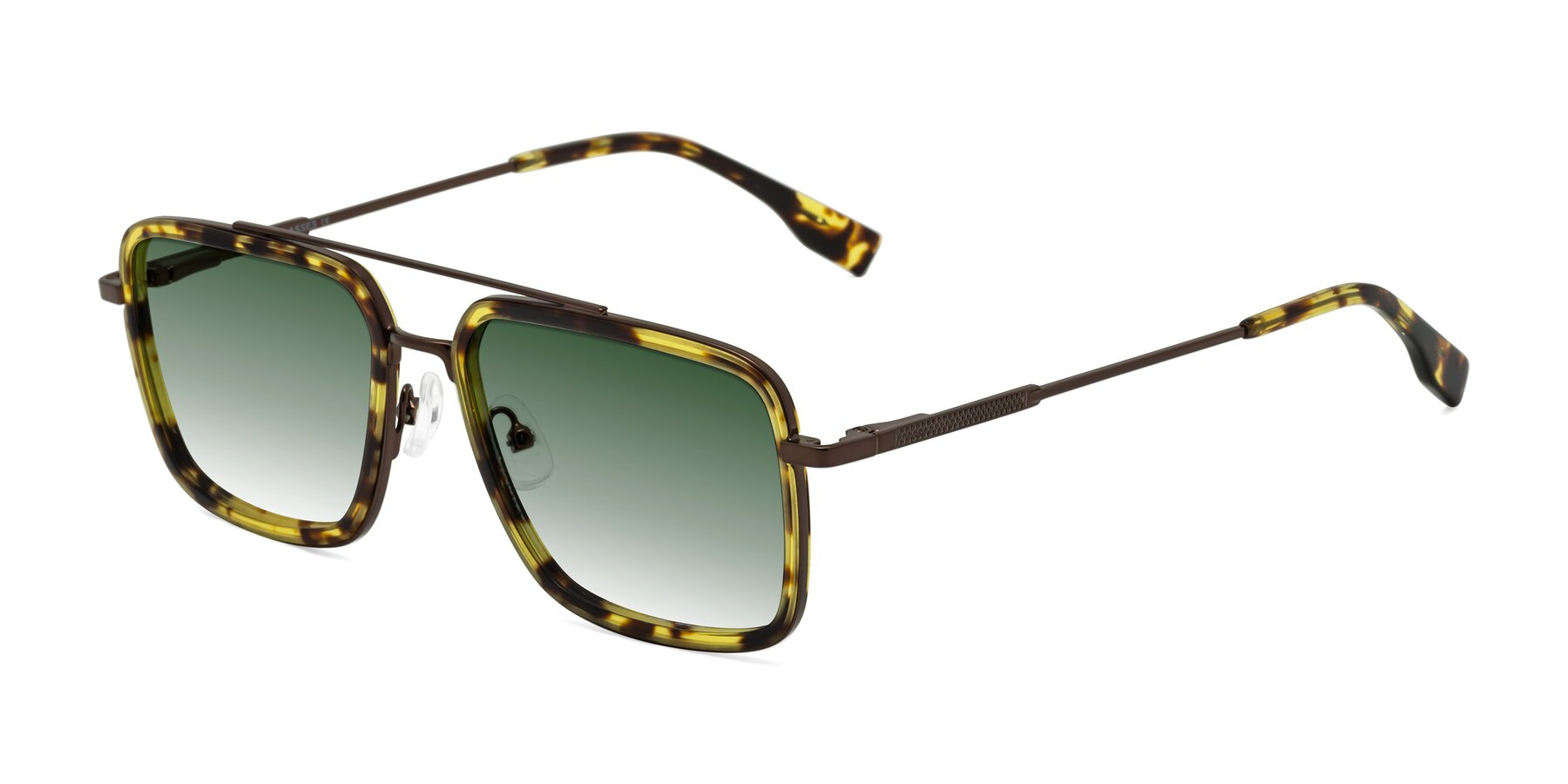 Angle of Tulip in Tortoise-Brown with Green Gradient Lenses