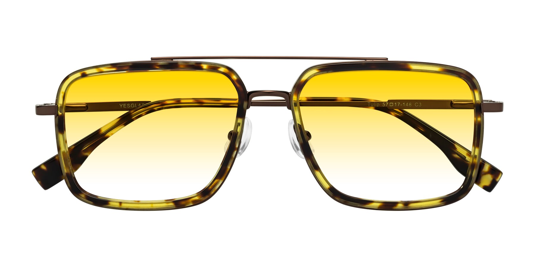 Folded Front of Tulip in Tortoise-Brown with Yellow Gradient Lenses