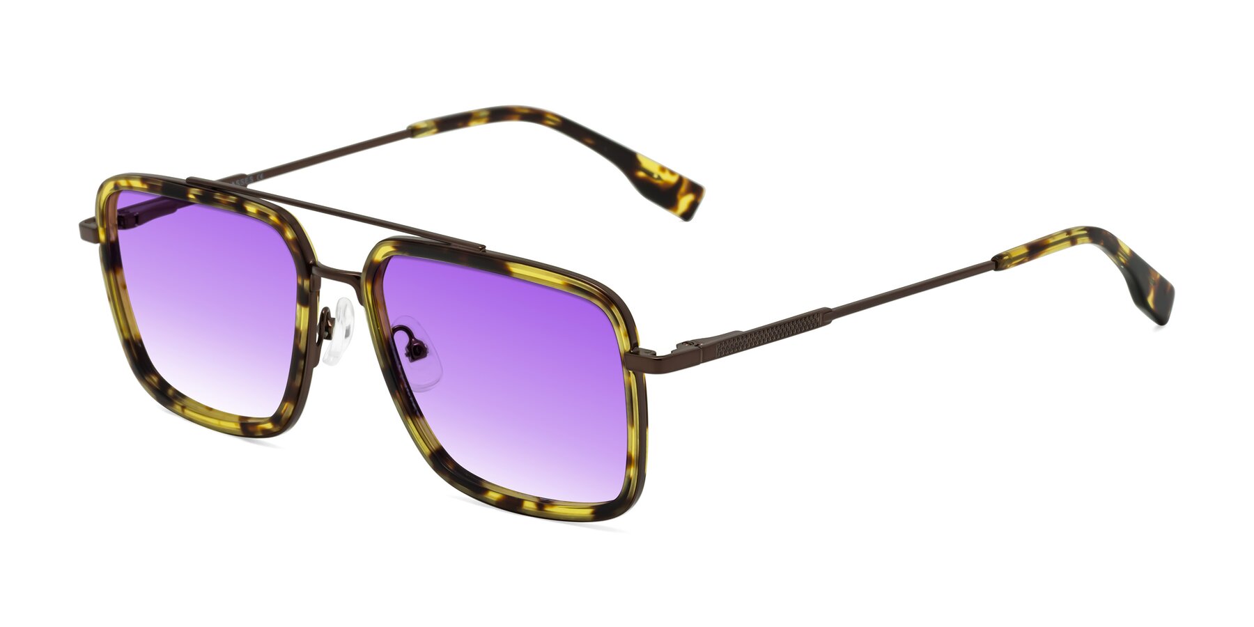 Angle of Tulip in Tortoise-Brown with Purple Gradient Lenses