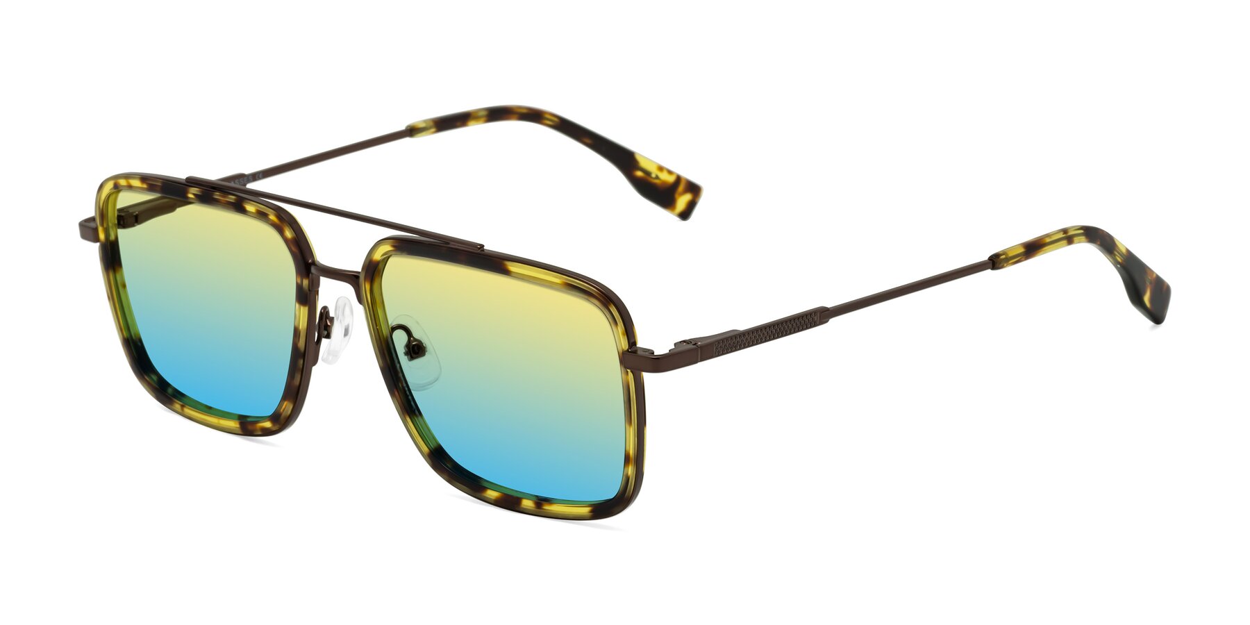 Angle of Tulip in Tortoise-Brown with Yellow / Blue Gradient Lenses