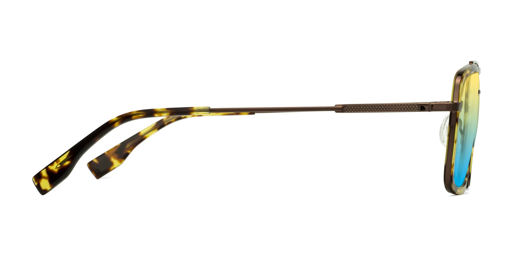 Side of Tulip in Tortoise-Brown with Yellow / Blue Gradient Lenses