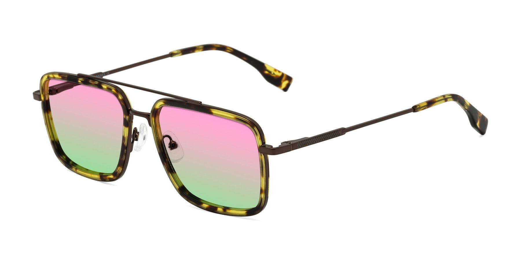 Angle of Tulip in Tortoise-Brown with Pink / Green Gradient Lenses