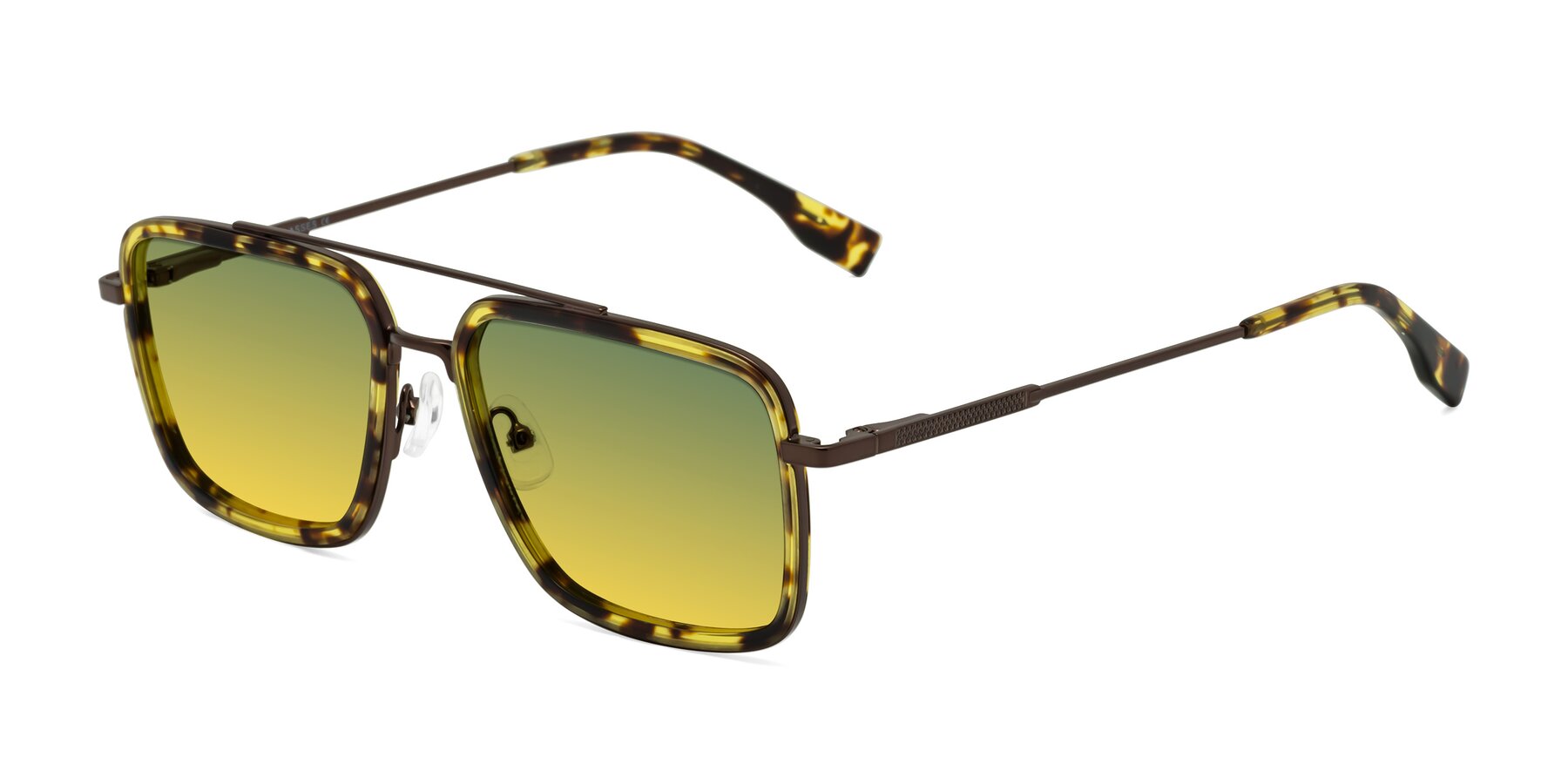 Angle of Tulip in Tortoise-Brown with Green / Yellow Gradient Lenses