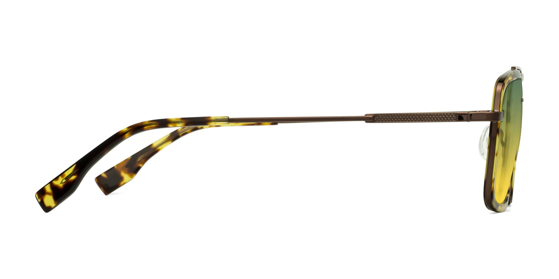 Side of Tulip in Tortoise-Brown with Green / Yellow Gradient Lenses