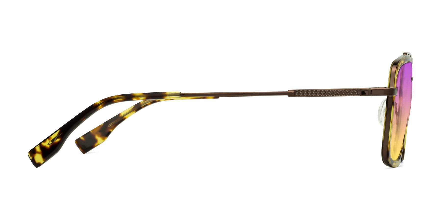 Side of Tulip in Tortoise-Brown with Purple / Yellow Gradient Lenses