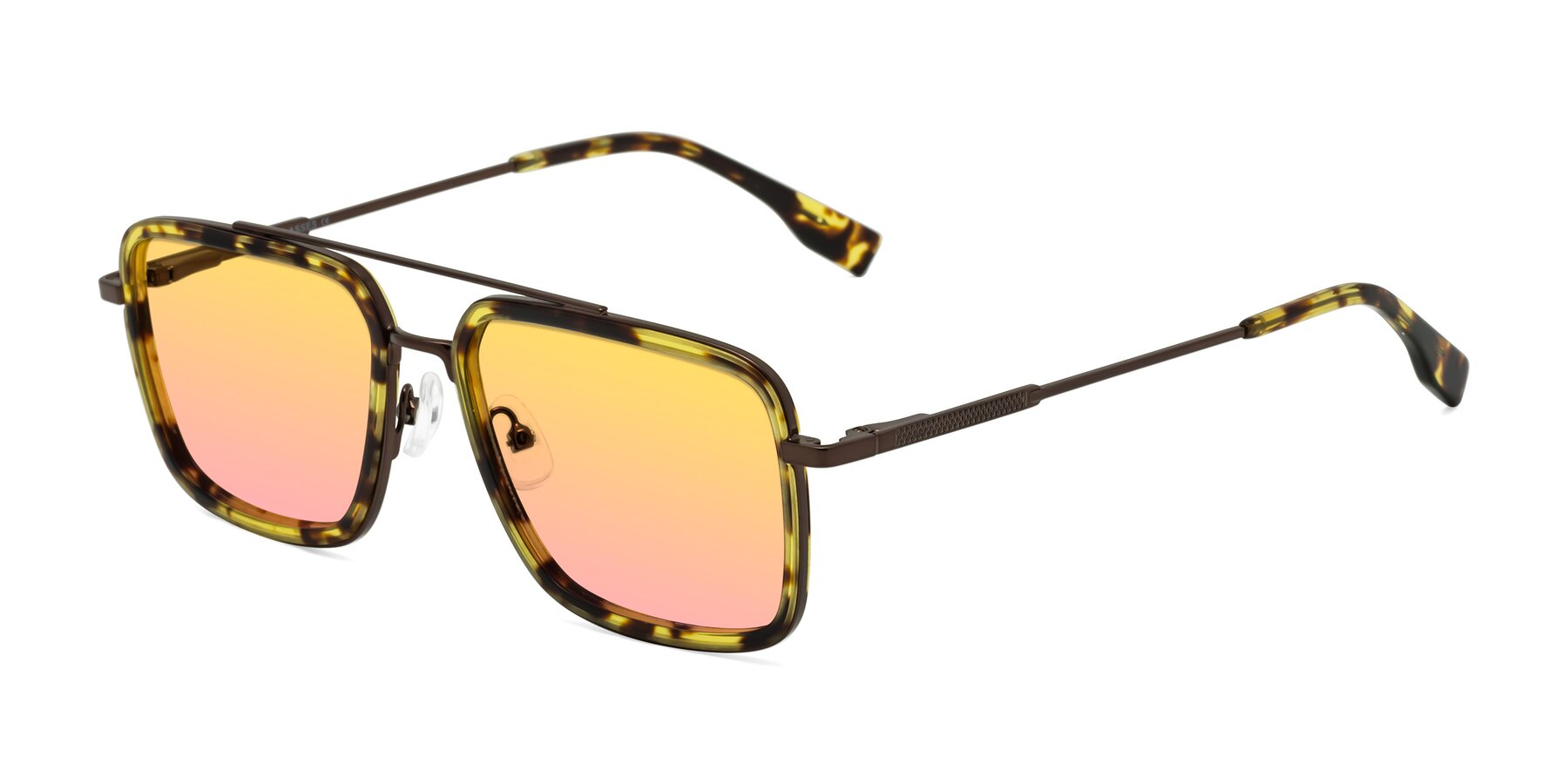 Angle of Tulip in Tortoise-Brown with Yellow / Pink Gradient Lenses