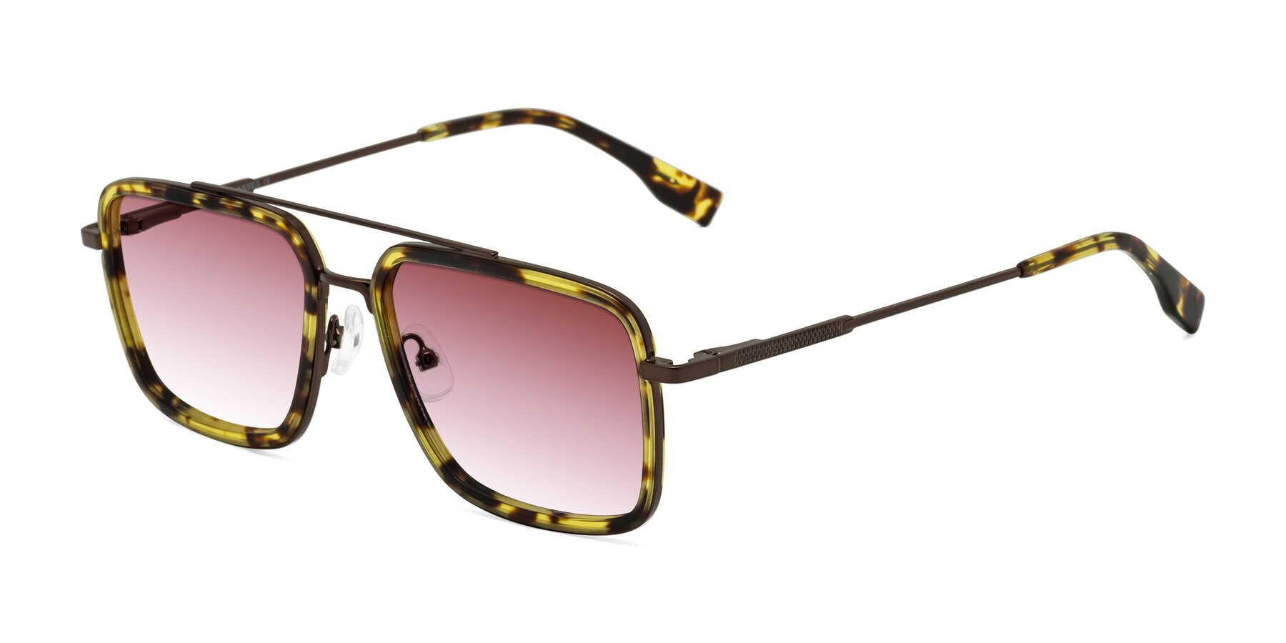 Angle of Tulip in Tortoise-Brown with Garnet Gradient Lenses