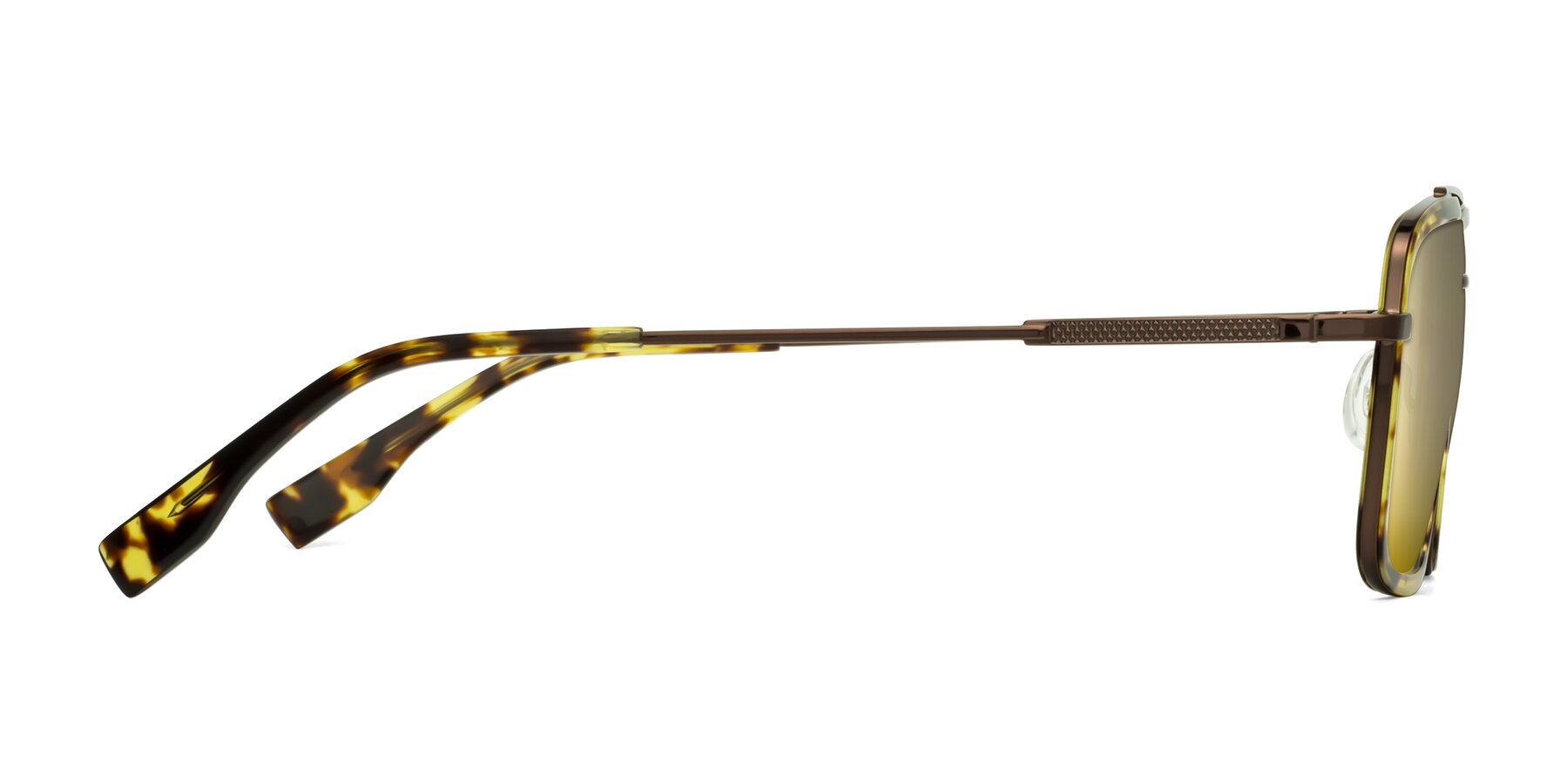 Side of Tulip in Tortoise-Brown with Gold Mirrored Lenses