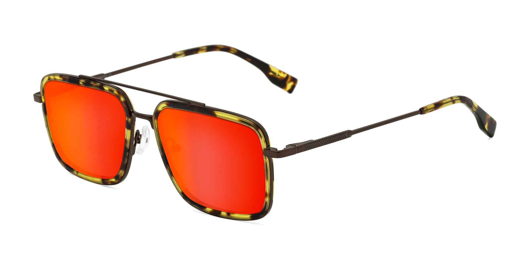 Angle of Tulip in Tortoise-Brown with Red Gold Mirrored Lenses