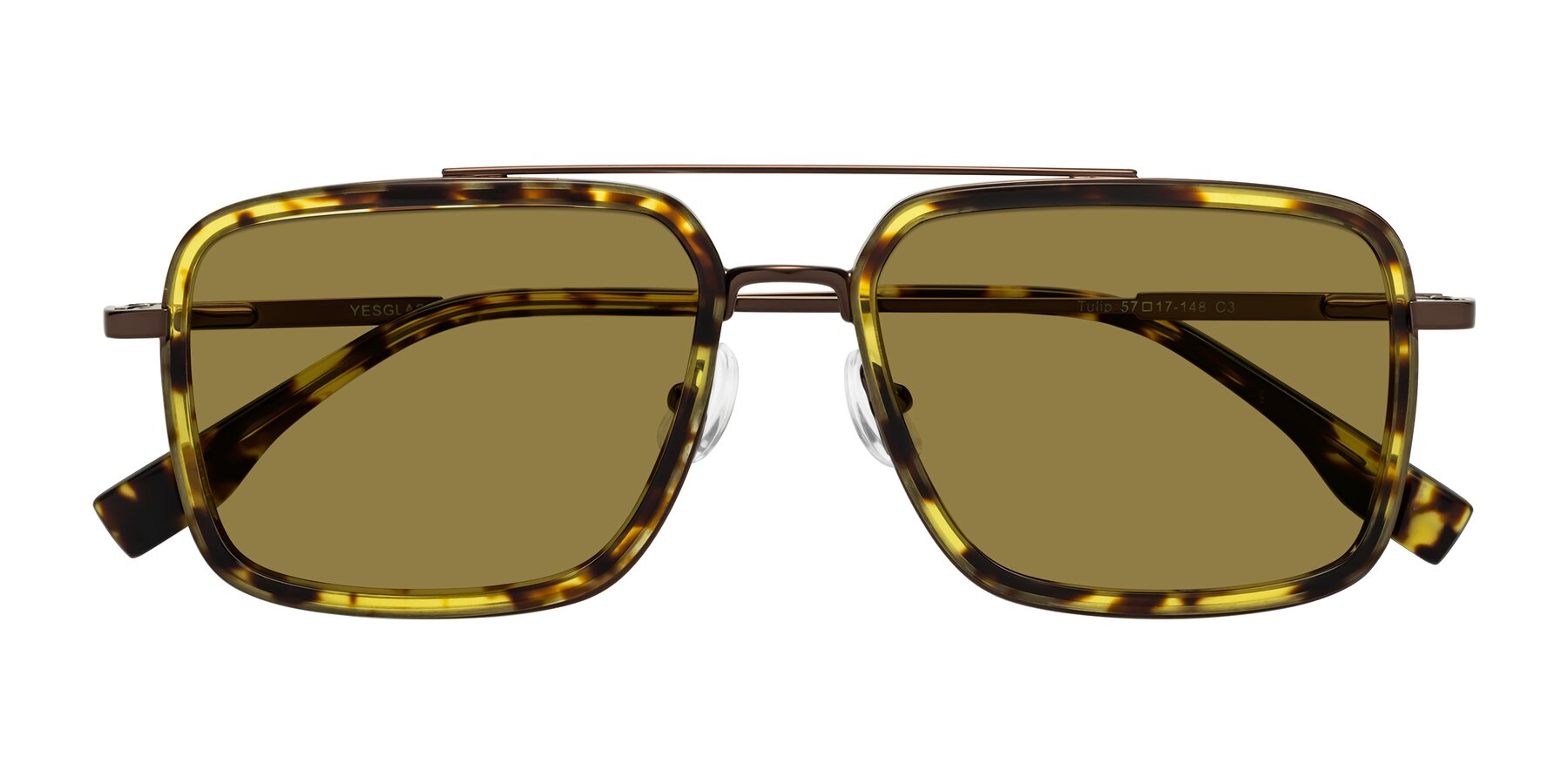 Folded Front of Tulip in Tortoise-Brown with Brown Polarized Lenses