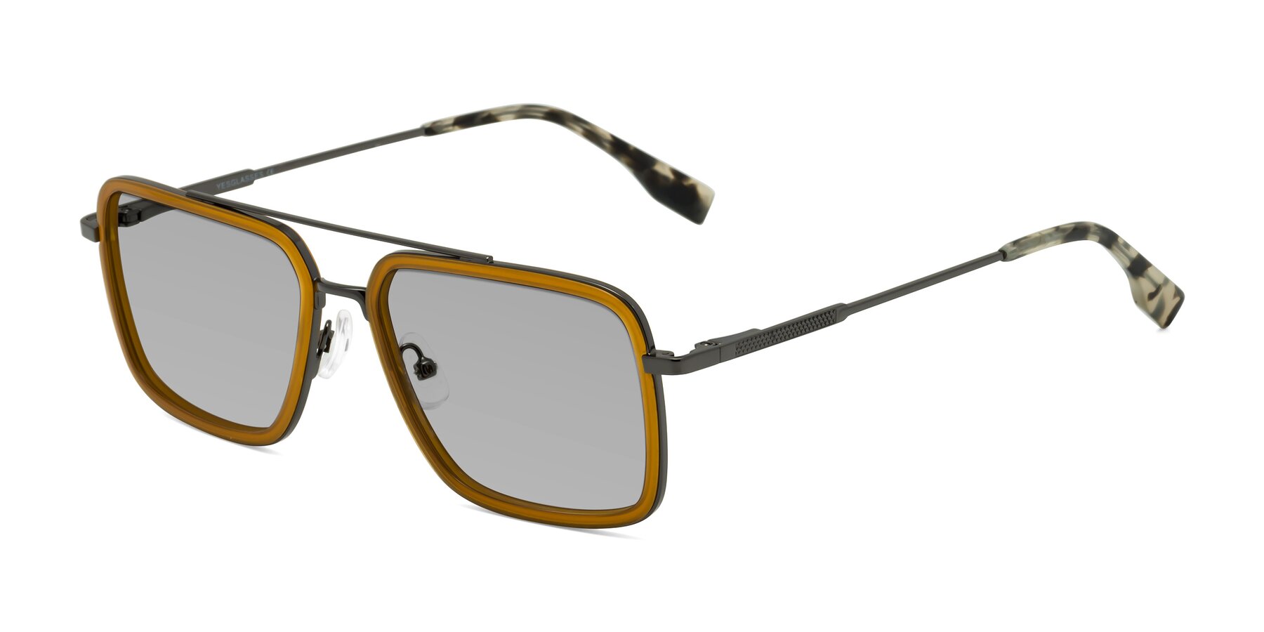 Angle of Tulip in Caramel-Gunmetal with Light Gray Tinted Lenses