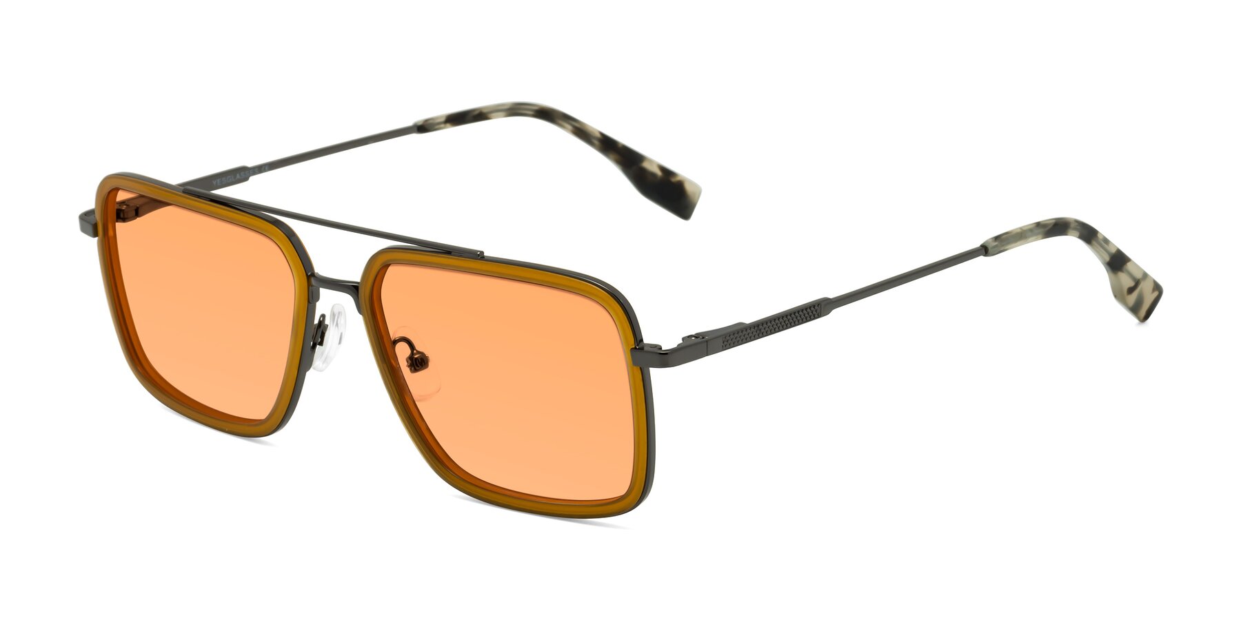 Angle of Tulip in Caramel-Gunmetal with Medium Orange Tinted Lenses