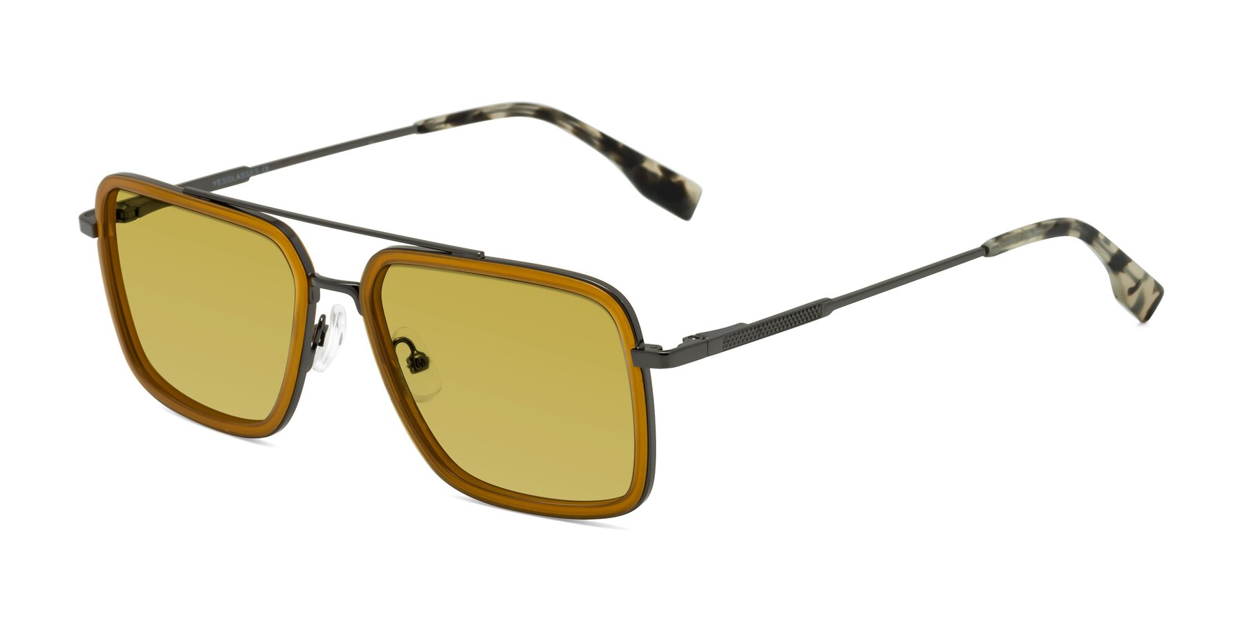 Angle of Tulip in Caramel-Gunmetal with Champagne Tinted Lenses