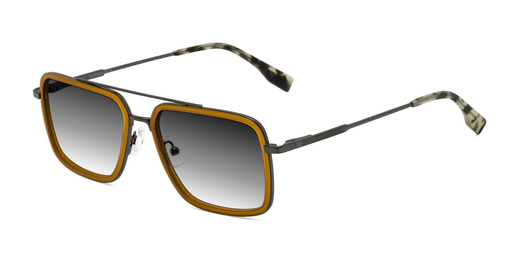 Angle of Tulip in Caramel-Gunmetal with Gray Gradient Lenses