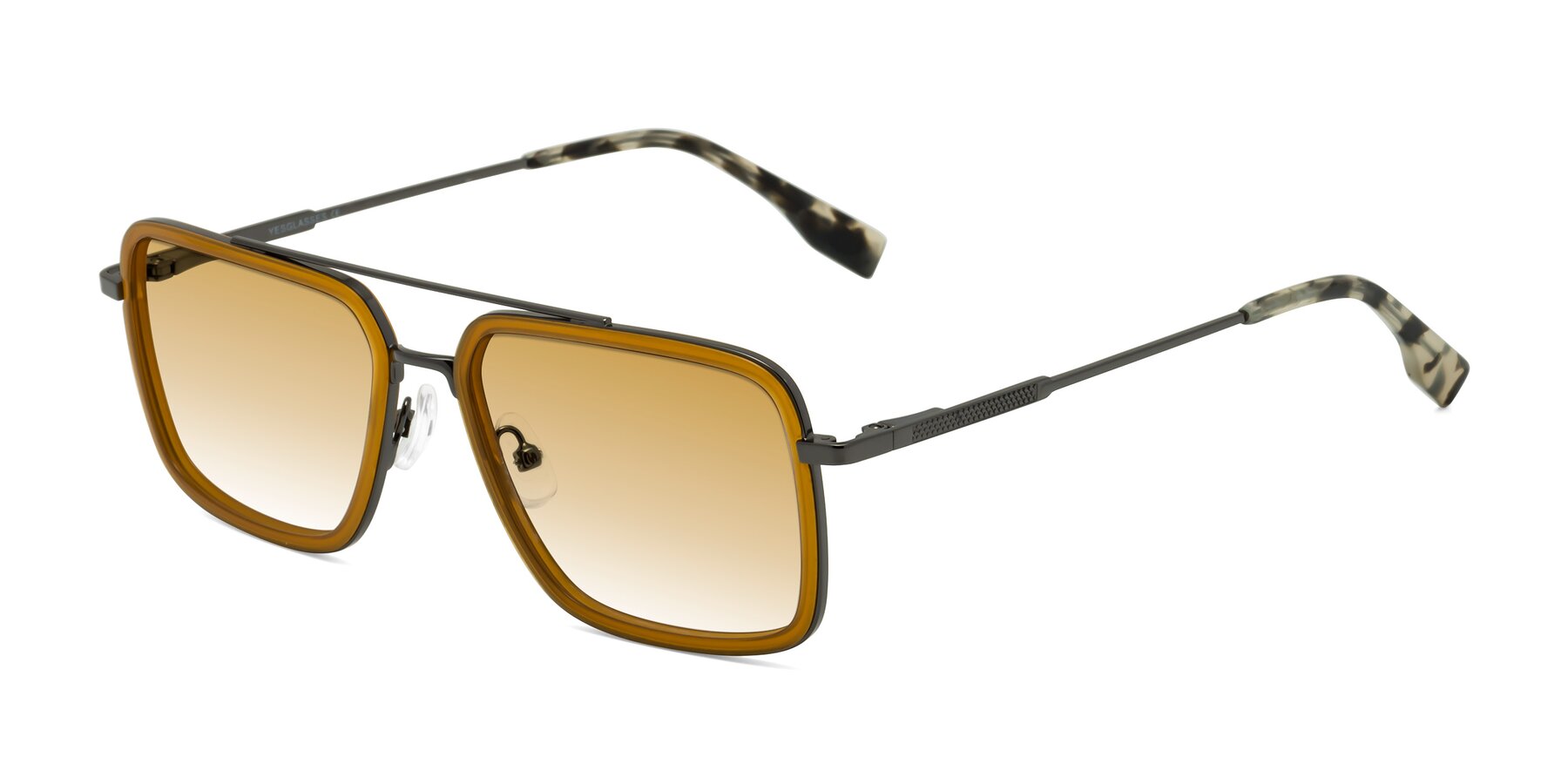 Angle of Tulip in Caramel-Gunmetal with Champagne Gradient Lenses