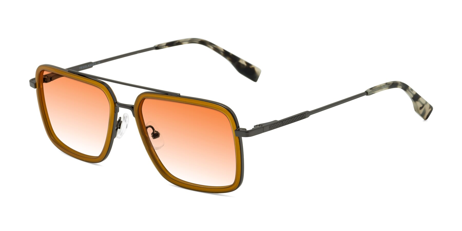 Angle of Tulip in Caramel-Gunmetal with Orange Gradient Lenses