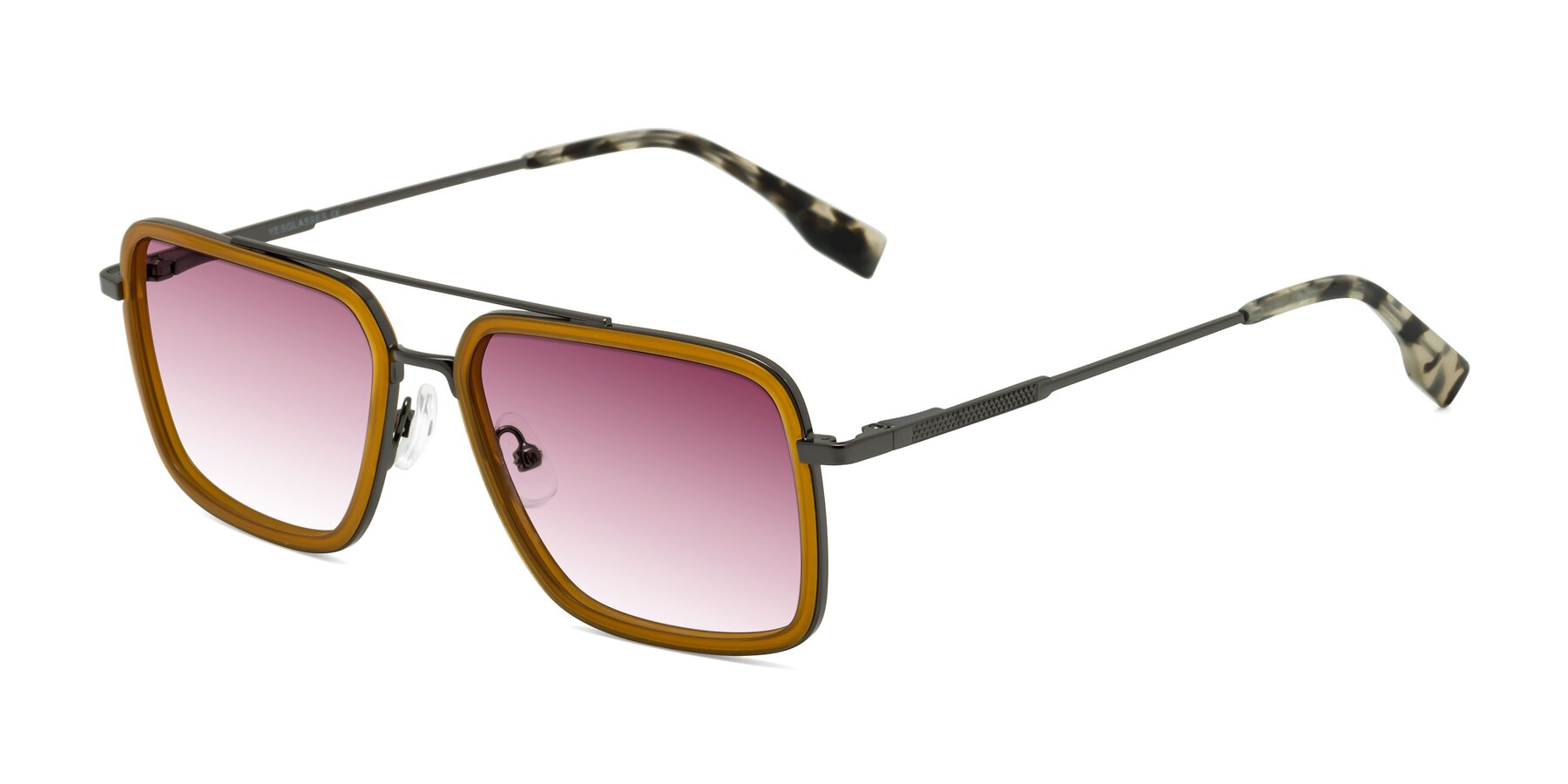 Angle of Tulip in Caramel-Gunmetal with Wine Gradient Lenses