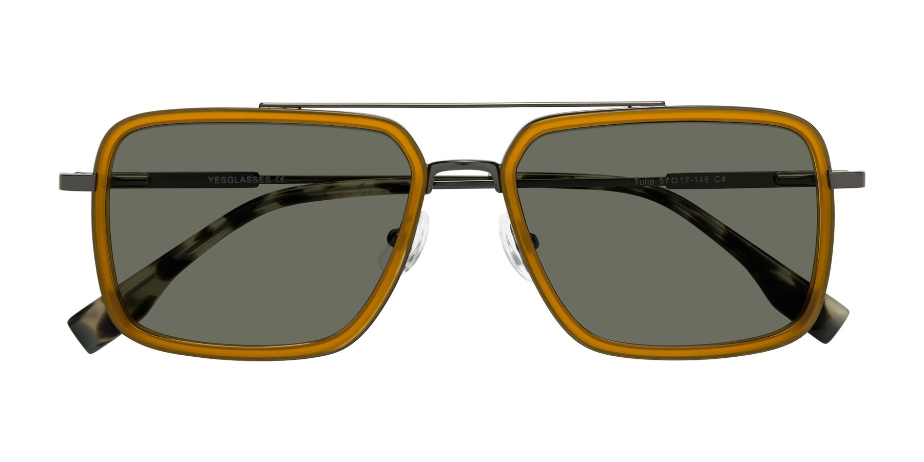 Folded Front of Tulip in Caramel-Gunmetal with Gray Polarized Lenses