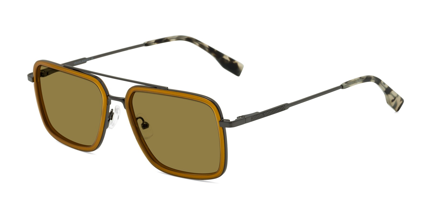 Angle of Tulip in Caramel-Gunmetal with Brown Polarized Lenses