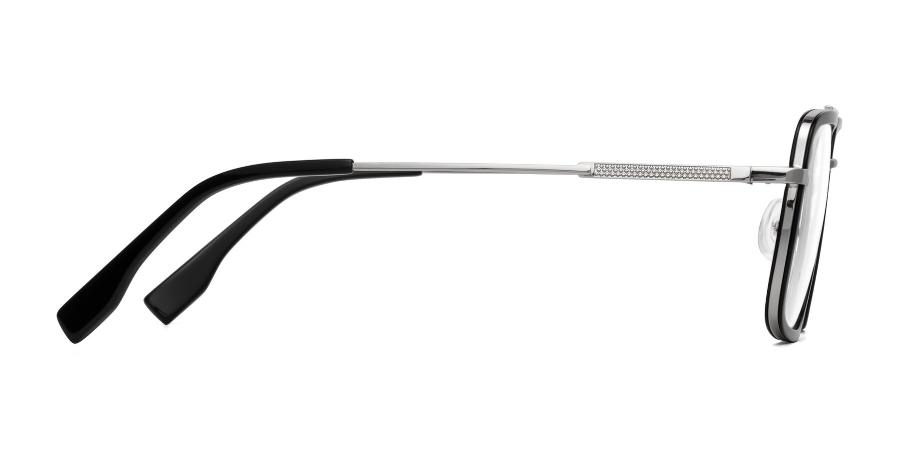 Side of Tulip in Black-Silver with Clear Eyeglass Lenses