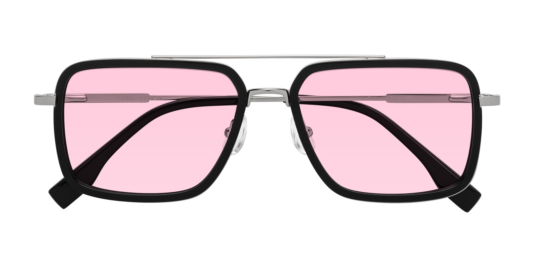 Folded Front of Tulip in Black-Silver with Light Pink Tinted Lenses