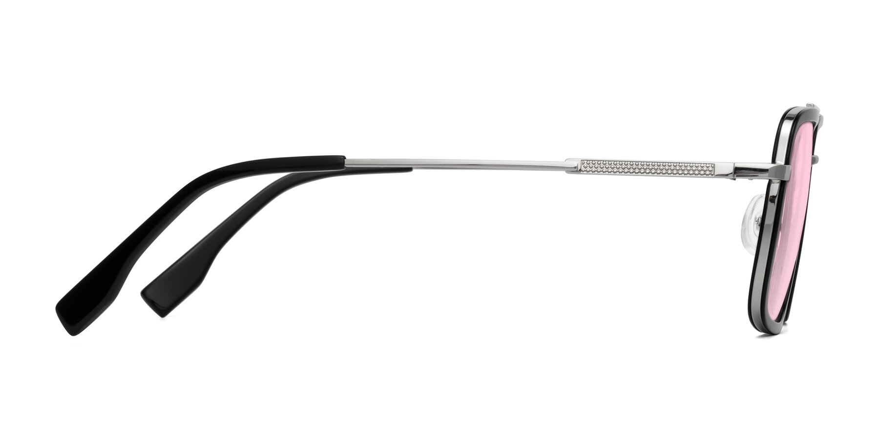 Side of Tulip in Black-Silver with Light Pink Tinted Lenses