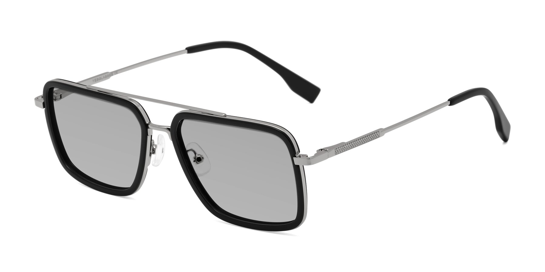 Angle of Tulip in Black-Silver with Light Gray Tinted Lenses