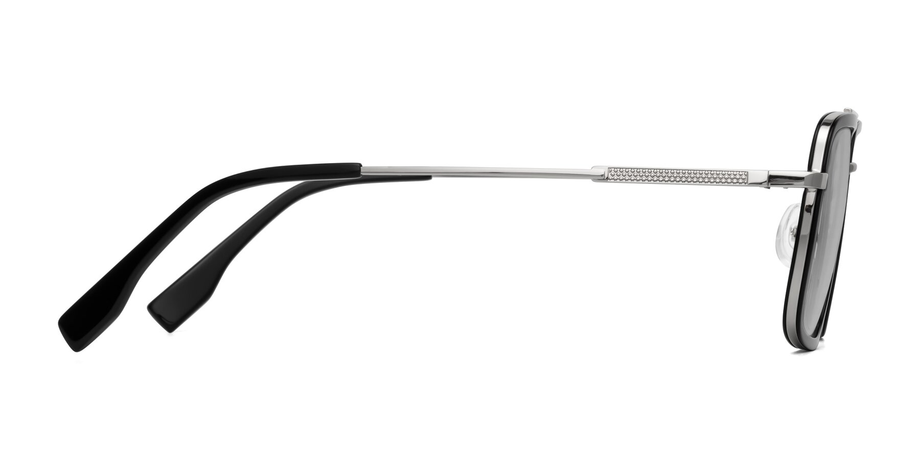 Side of Tulip in Black-Silver with Light Gray Tinted Lenses