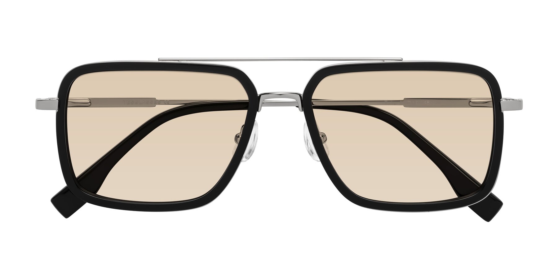 Folded Front of Tulip in Black-Silver with Light Brown Tinted Lenses