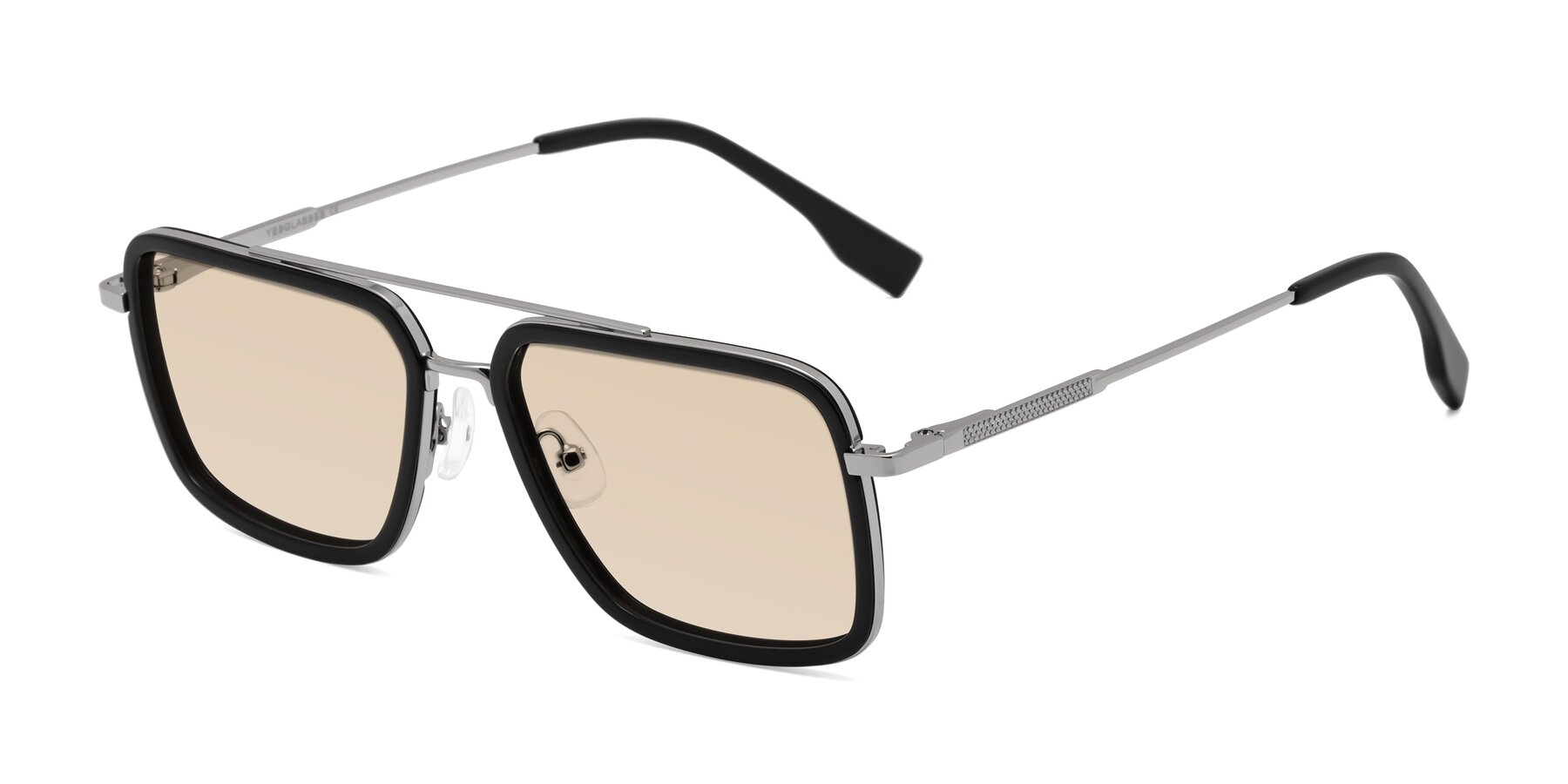 Angle of Tulip in Black-Silver with Light Brown Tinted Lenses