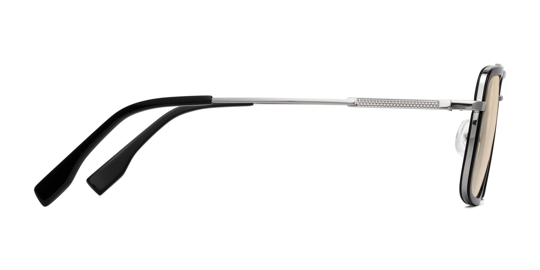 Side of Tulip in Black-Silver with Light Brown Tinted Lenses