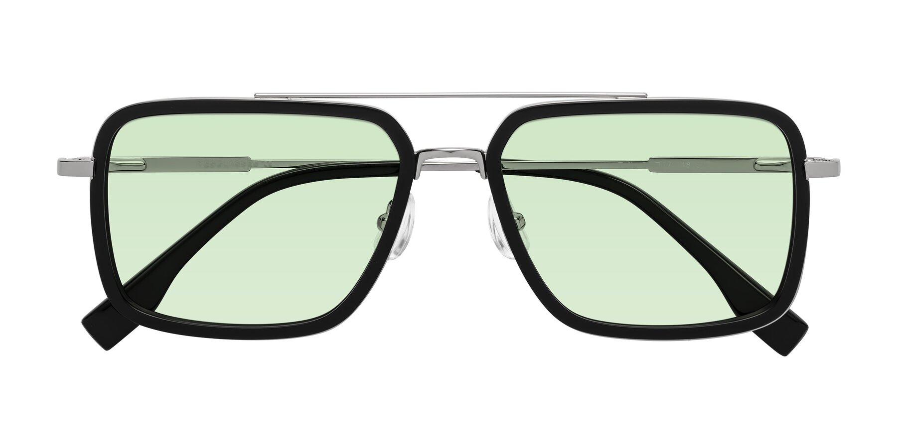 Folded Front of Tulip in Black-Silver with Light Green Tinted Lenses